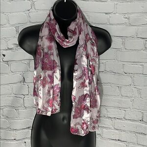 Floral Pink and White Scarf